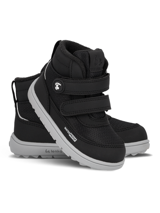 Kids winter barefoot boots Be Lenka Zippu Preschool - Black & Grey