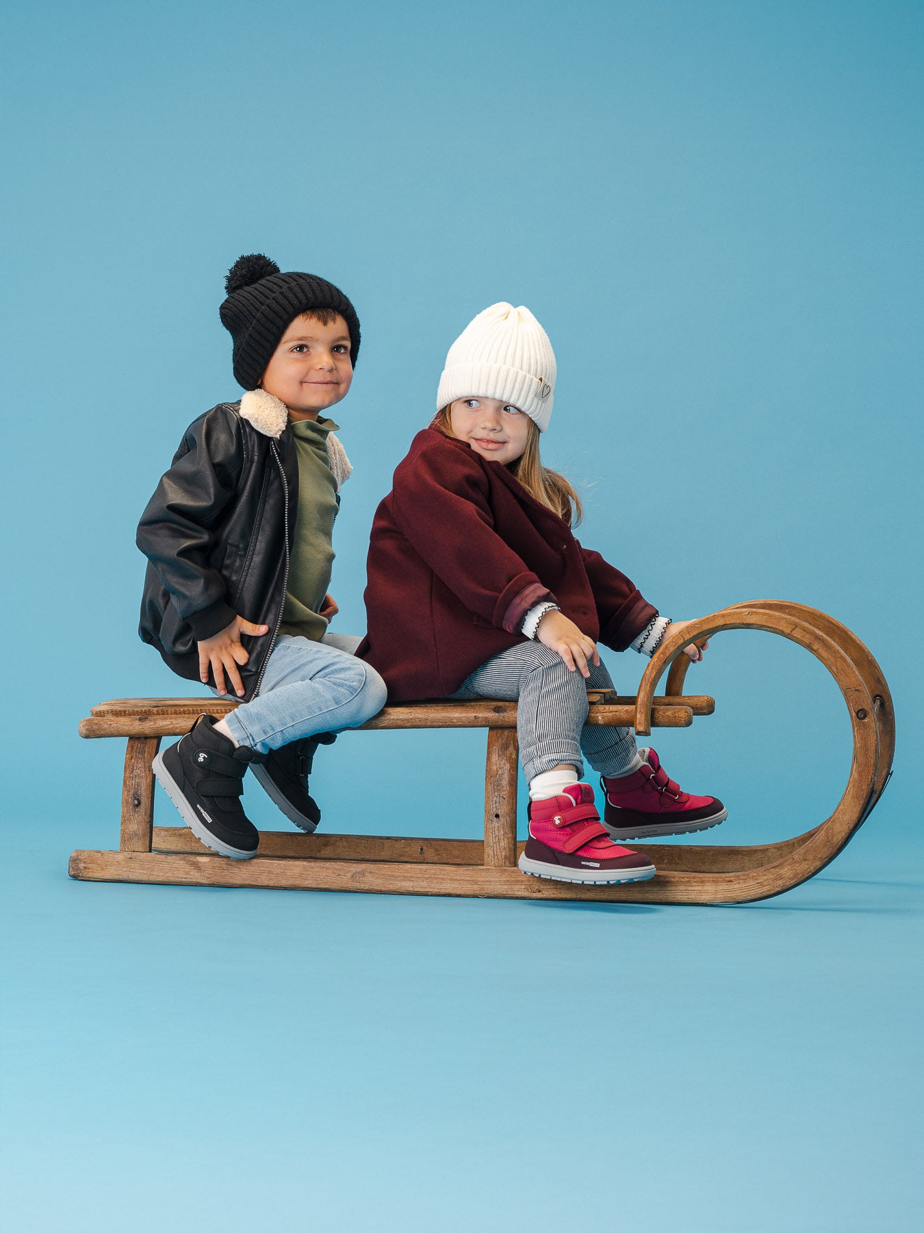 Kids winter barefoot boots Be Lenka Zippu Preschool - Berry & Grey