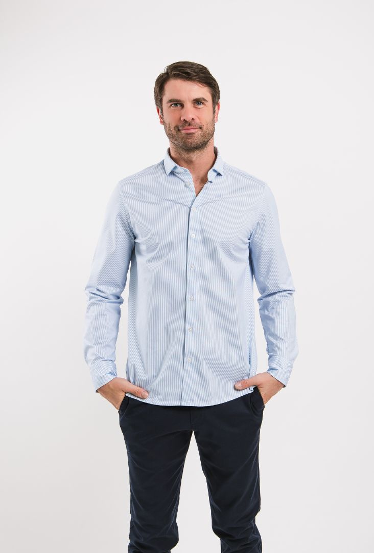 Chemise homme Regular Be Lenka Essentials - Bleu et blanc