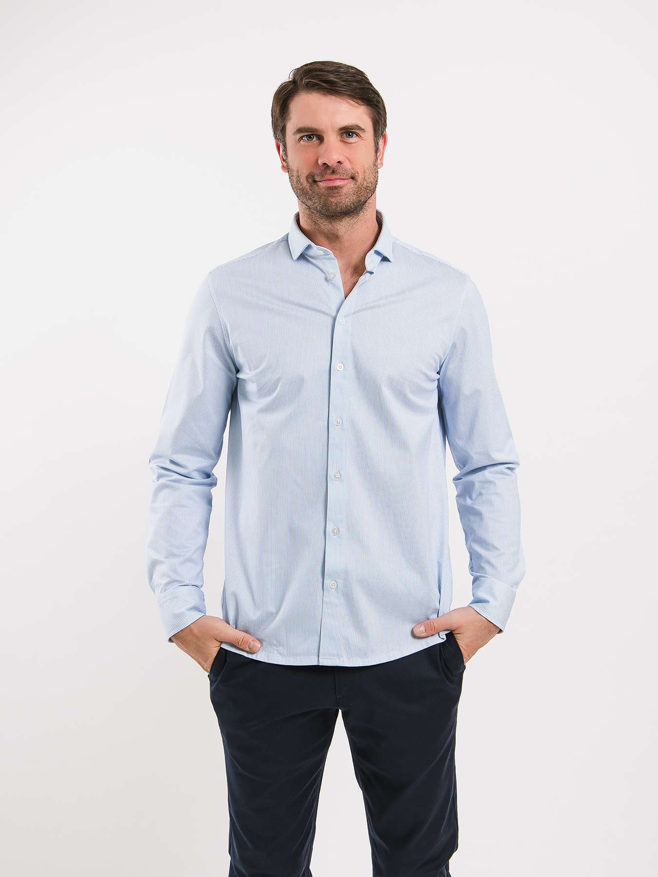 Chemise homme Regular Be Lenka Essentials - Bleu et blanc