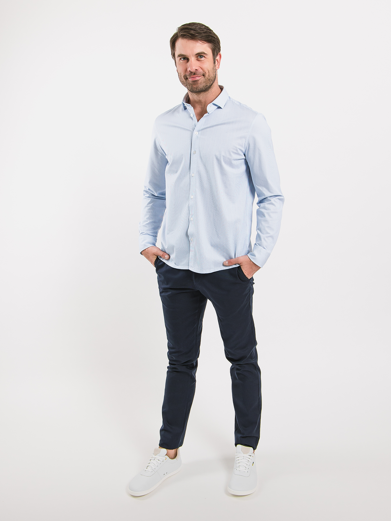 Chemise homme Regular Be Lenka Essentials - Bleu et blanc