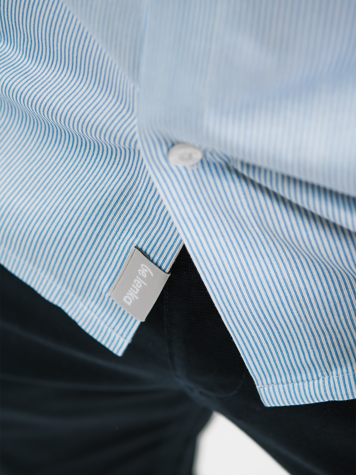 Chemise homme Slim Be Lenka Essentials - Bleu et blanc