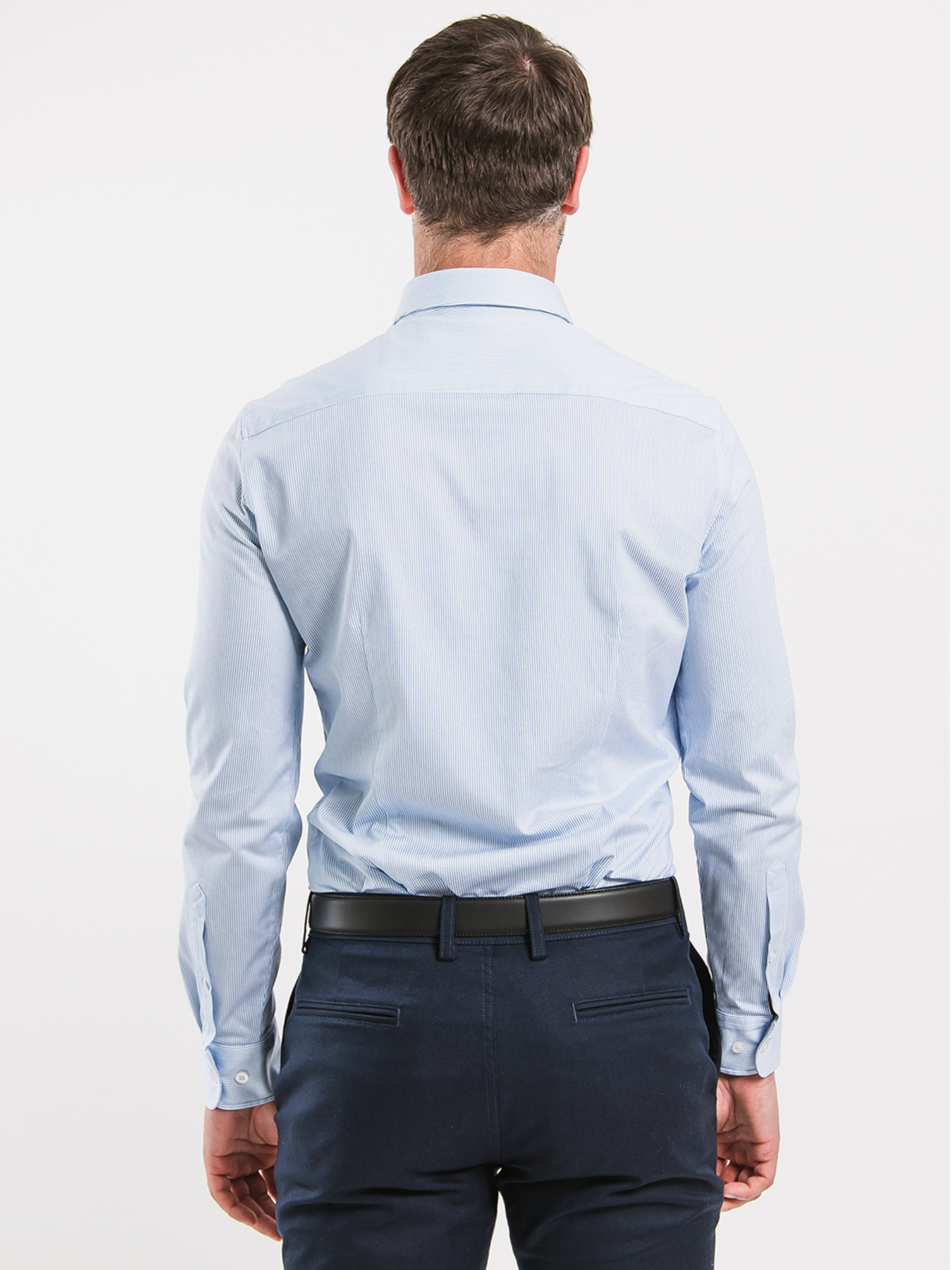 Chemise homme Slim Be Lenka Essentials - Bleu et blanc