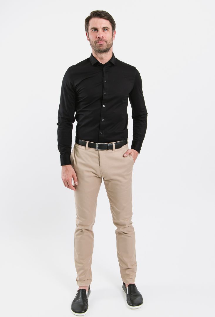 Chemise homme Slim Be Lenka Essentials - Noir de jais