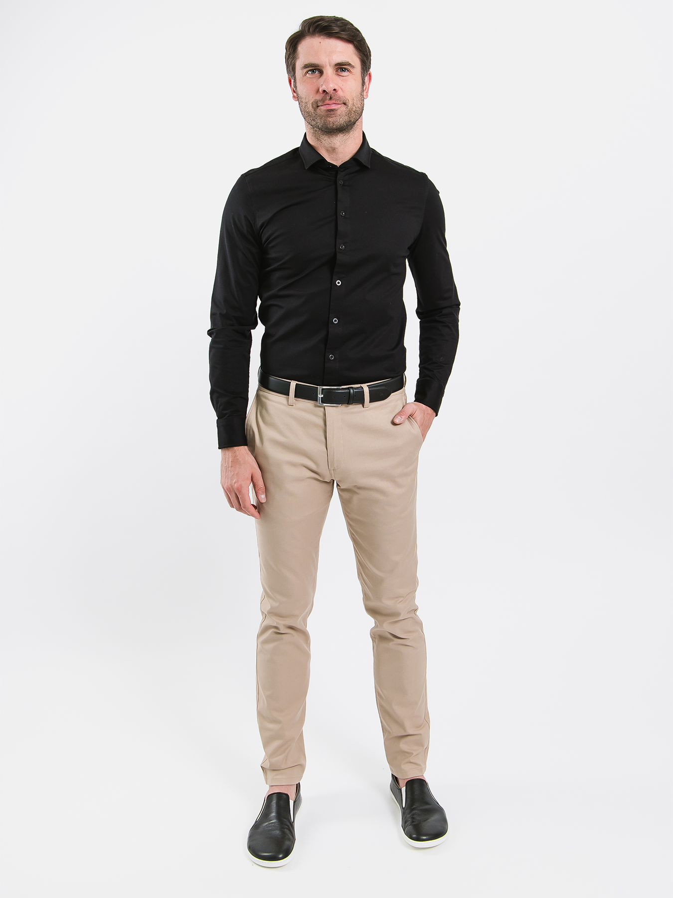 Chemise homme Slim Be Lenka Essentials - Noir de jais