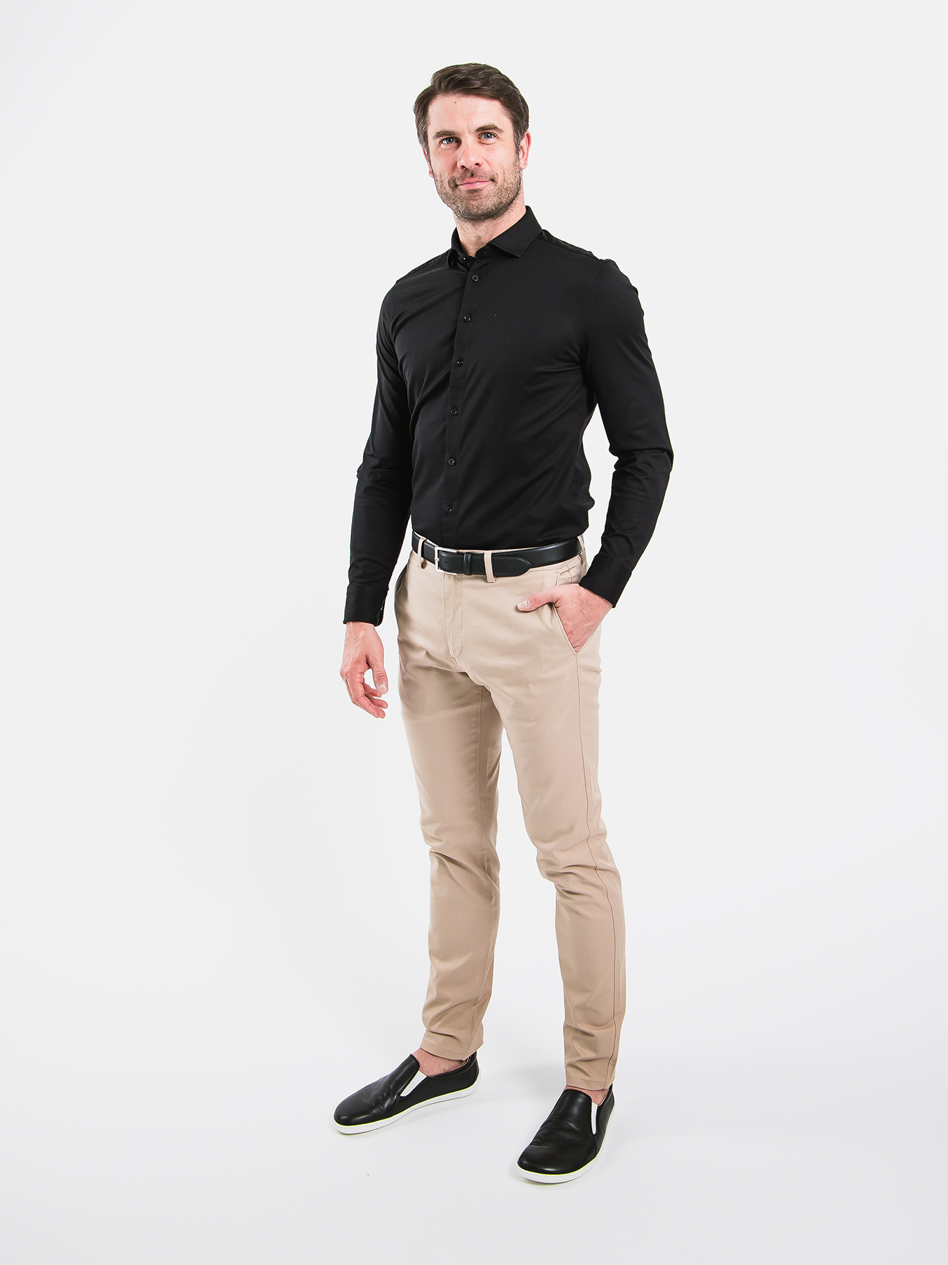 Chemise homme Slim Be Lenka Essentials - Noir de jais