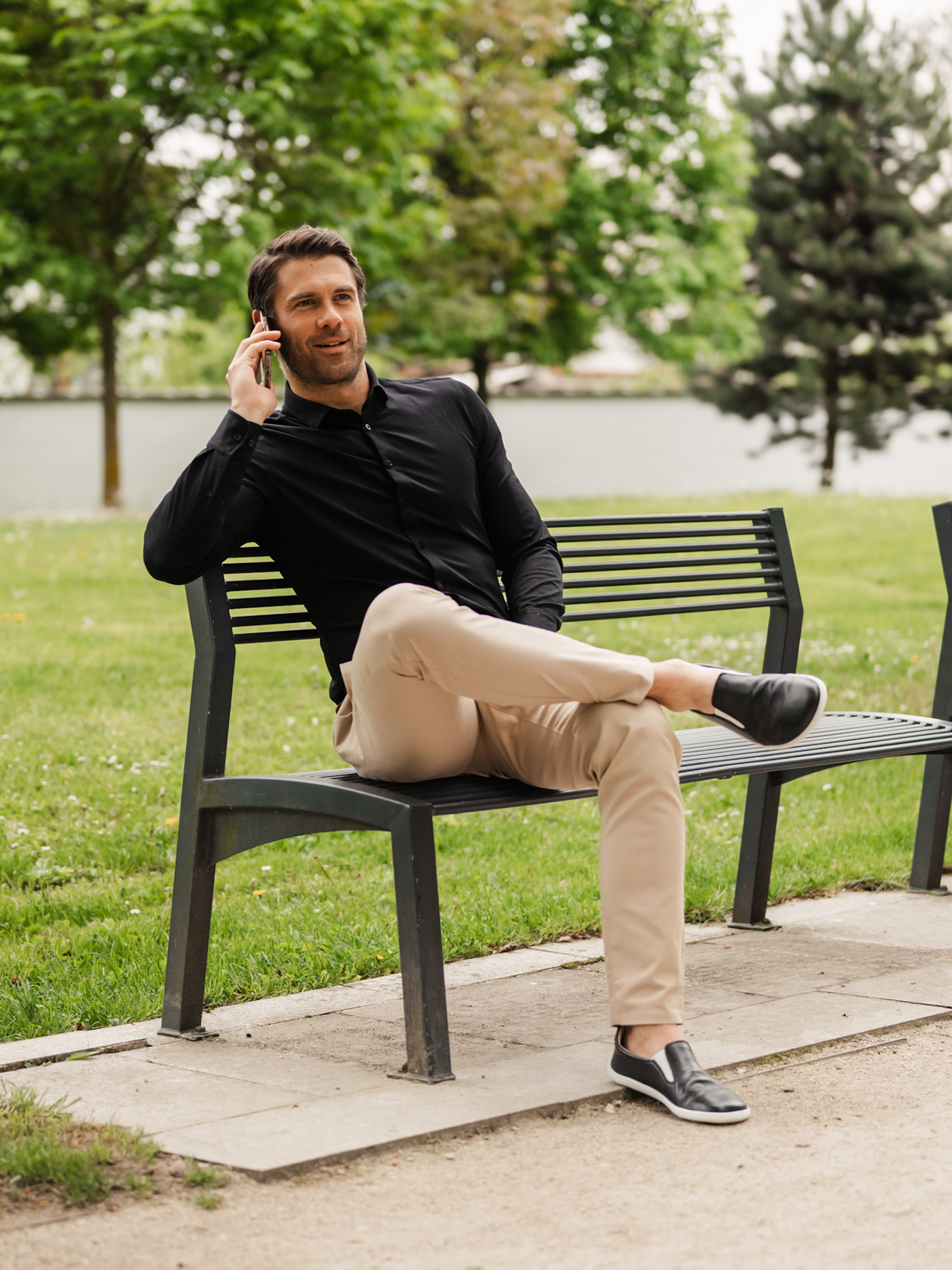 Chemise homme Slim Be Lenka Essentials - Noir de jais