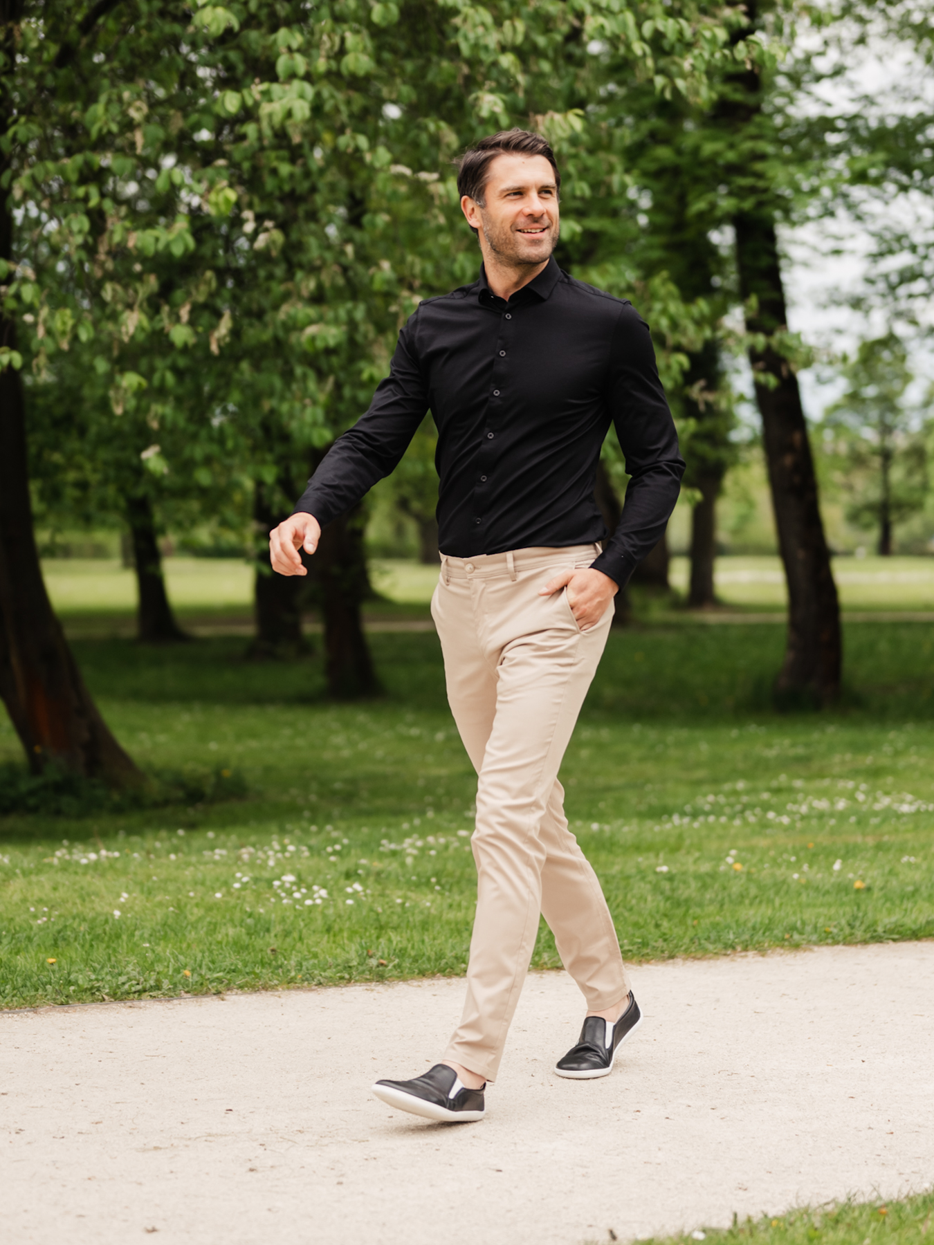Chemise homme Slim Be Lenka Essentials - Noir de jais