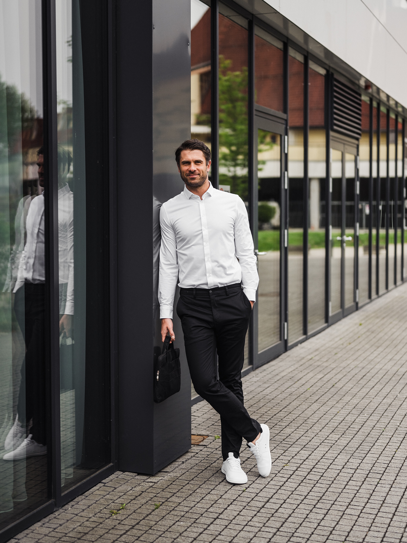 Chemise homme Slim Be Lenka Essentials - Blanc