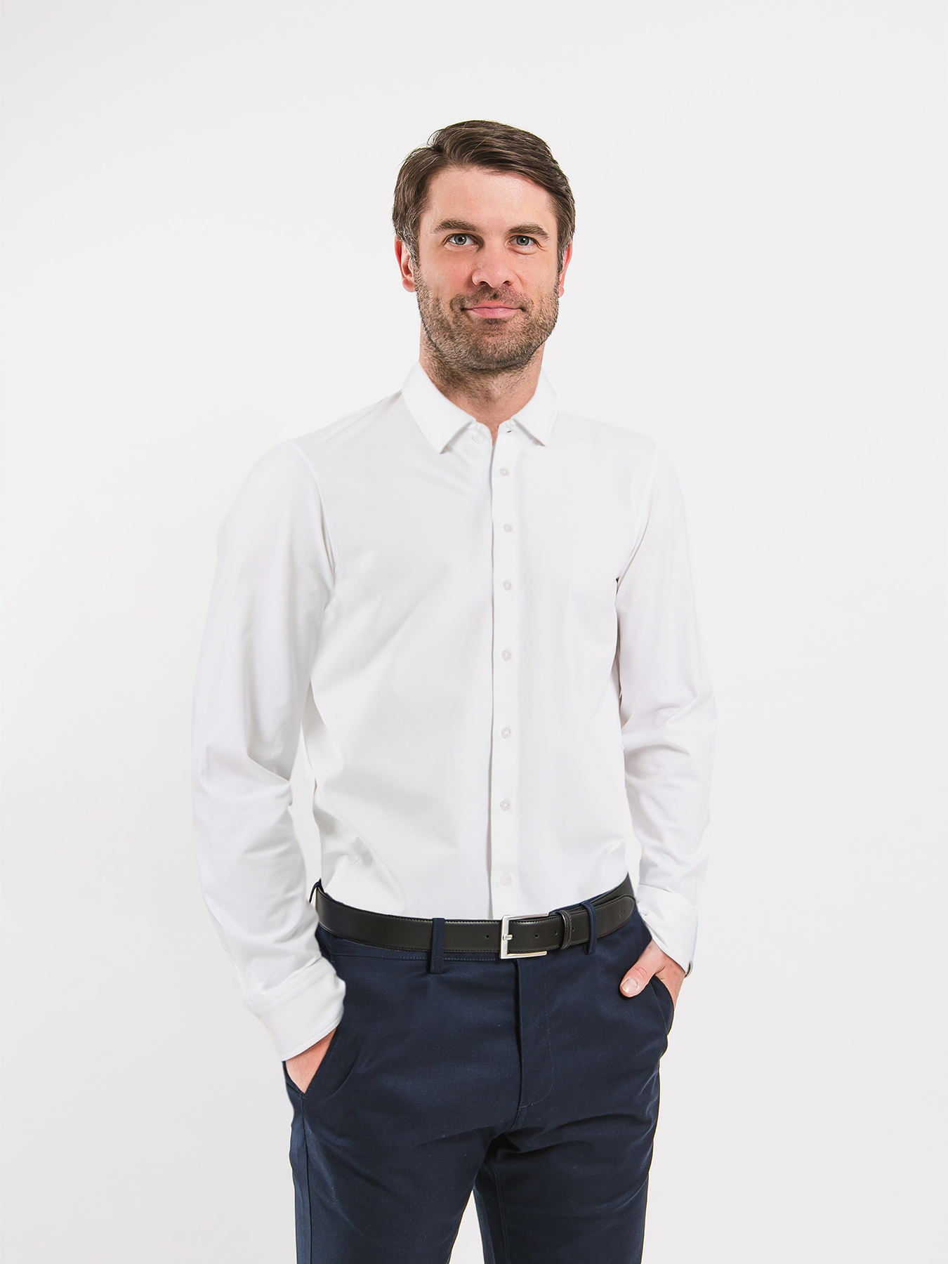 Chemise homme Slim Be Lenka Essentials - Blanc