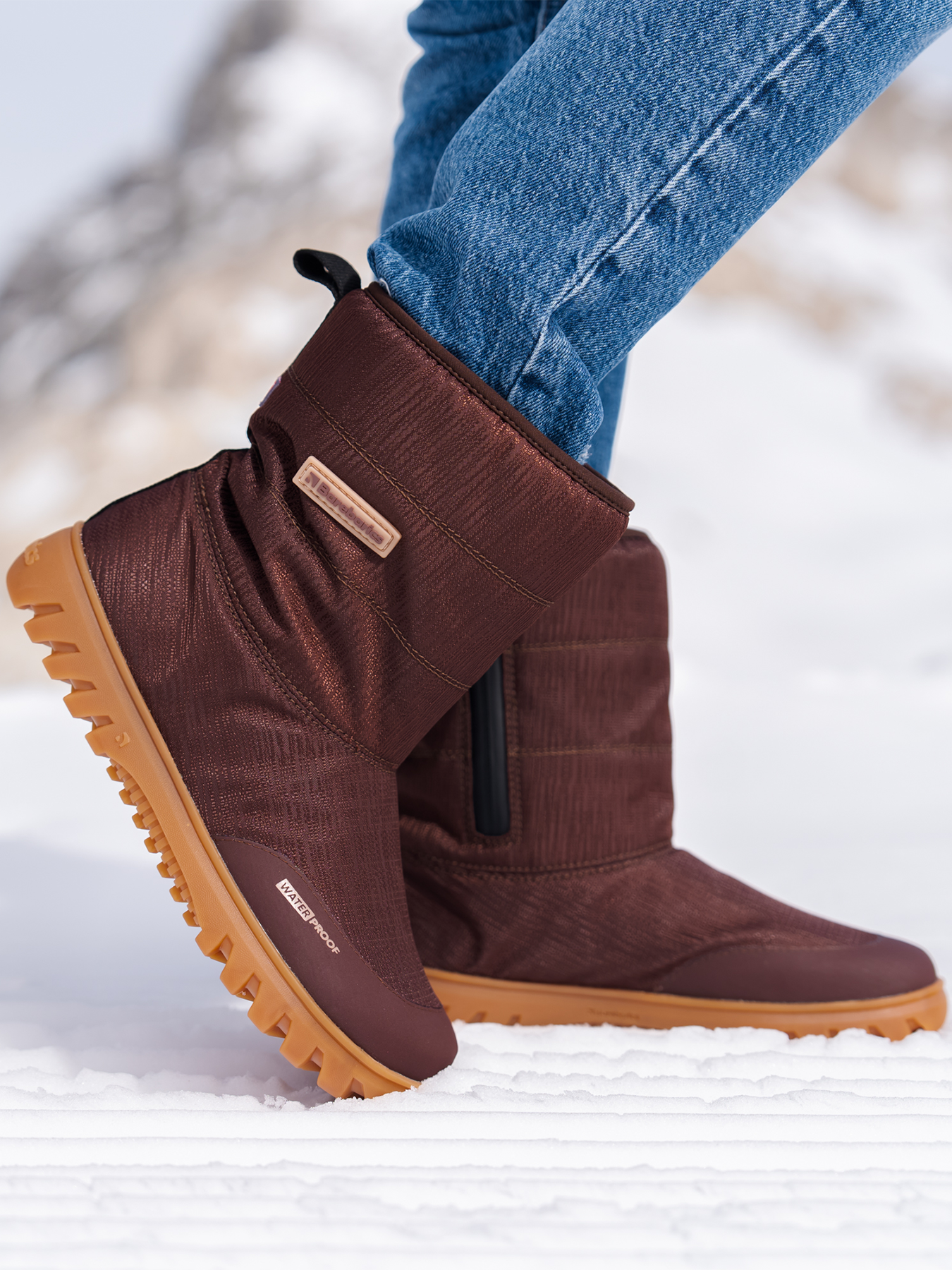 Bottes d'hiver pieds nus Barebarics PolarStride - Marron cuivré